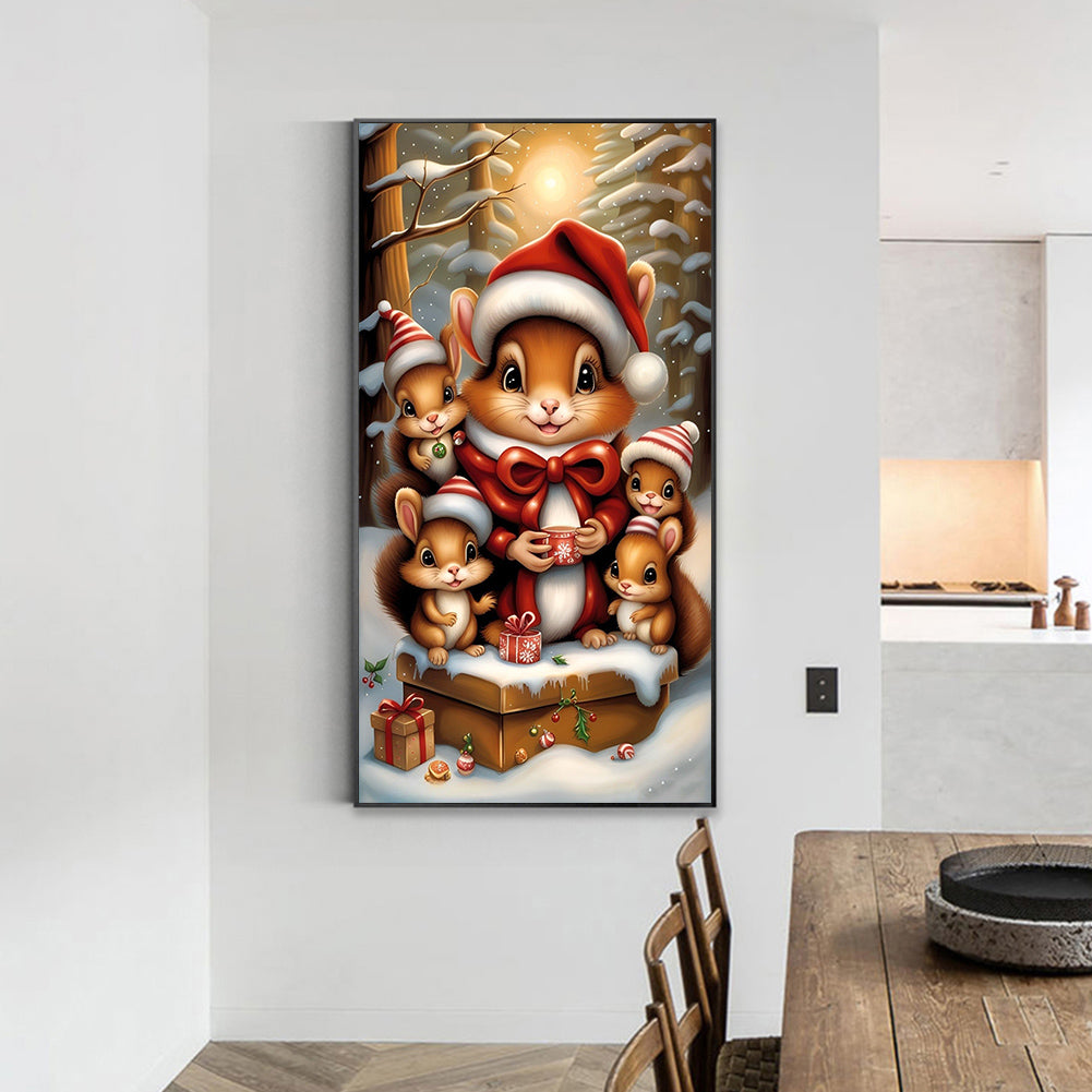 Squirrel Family - Full Round Drill Diamond Painting 40*70CM