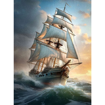 Sea Sailing Boat - Full Square Drill Diamond Painting 45*60CM