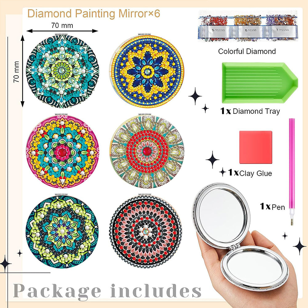 Double Sided Special Shape Diamond Painting Mirror Kit Gift for Women Girls (#4)