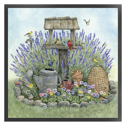 Lavender Flower Bed - 11CT Stamped Cross Stitch 40*40CM(Joy Sunday)