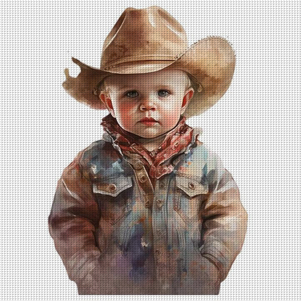 Cowboy Kid - 11CT Stamped Cross Stitch 40*40CM(Joy Sunday)