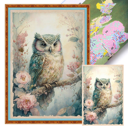 Retro Poster - Flowers And Owls - 11CT Stamped Cross Stitch 40*60CM(Joy Sunday)