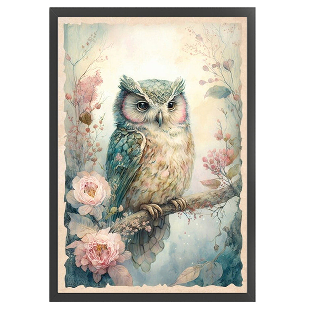 Retro Poster - Flowers And Owls - 11CT Stamped Cross Stitch 40*60CM(Joy Sunday)