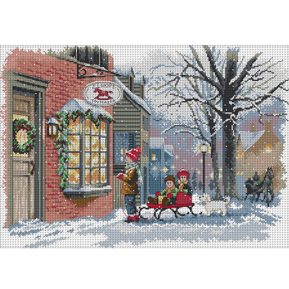 Christmas Wishes - 14CT Stamped Cross Stitch 50*37CM(Joy Sunday)