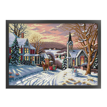 Snow Scene(6) - 14CT Stamped Cross Stitch 58*44CM