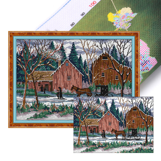 Snow Day - 14CT Stamped Cross Stitch 42*32CM(Joy Sunday)