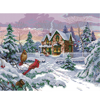 Snow Scene Eight - 14CT Stamped Cross Stitch 49*38CM(Joy Sunday)