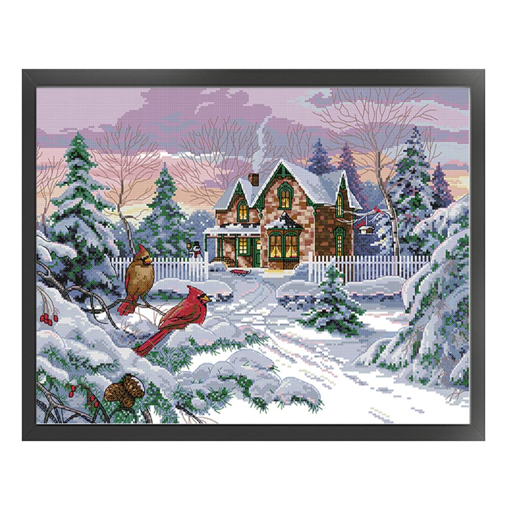 Snow Scene Eight - 14CT Stamped Cross Stitch 49*38CM(Joy Sunday)