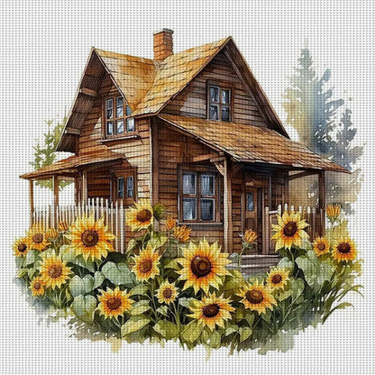 Sunflower House - 11CT Stamped Cross Stitch 60*60CM(Joy Sunday)