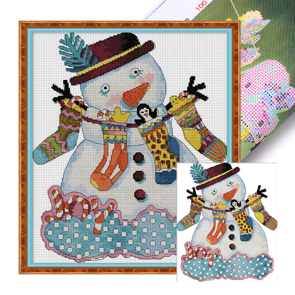 Christmas Snowman(3) - 14CT Stamped Cross Stitch 35*40CM