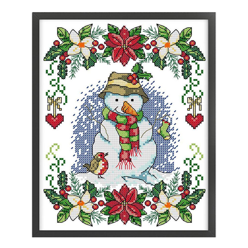 New Year Snowman - 14CT Stamped Cross Stitch 21*29CM(Joy Sunday)