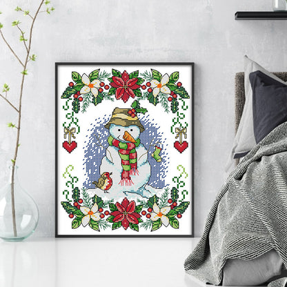 New Year Snowman - 14CT Stamped Cross Stitch 21*29CM(Joy Sunday)