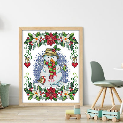 New Year Snowman - 14CT Stamped Cross Stitch 21*29CM(Joy Sunday)