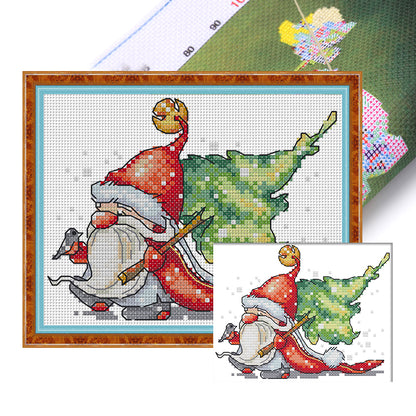 Santa Claus Ten - 14CT Stamped Cross Stitch 17*14CM(Joy Sunday)