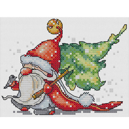 Santa Claus Ten - 14CT Stamped Cross Stitch 17*14CM(Joy Sunday)