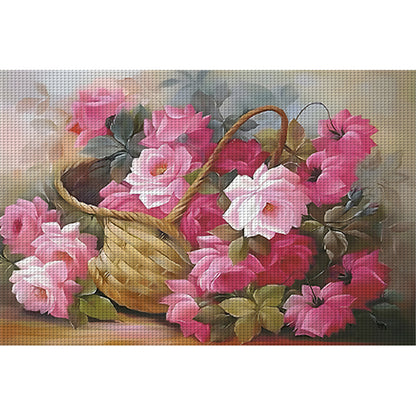 A Basket Of Roses - 11CT Stamped Cross Stitch 74*53CM(Joy Sunday)