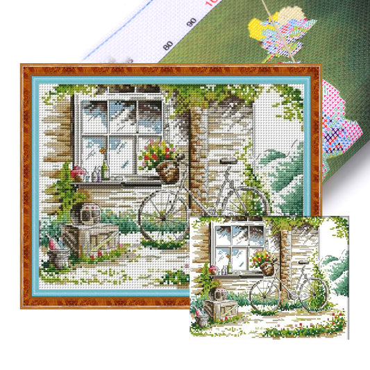 Quiet Outside The Window - 14CT Stamped Cross Stitch 32*26CM(Joy Sunday)