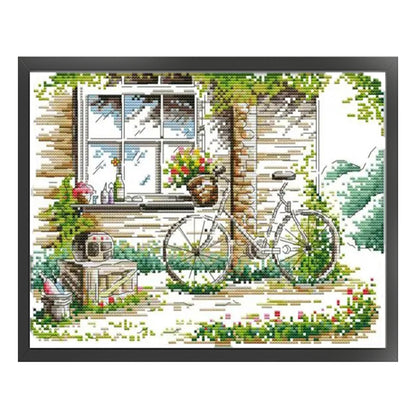 Quiet Outside The Window - 14CT Stamped Cross Stitch 32*26CM(Joy Sunday)