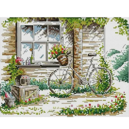 Quiet Outside The Window - 14CT Stamped Cross Stitch 32*26CM(Joy Sunday)