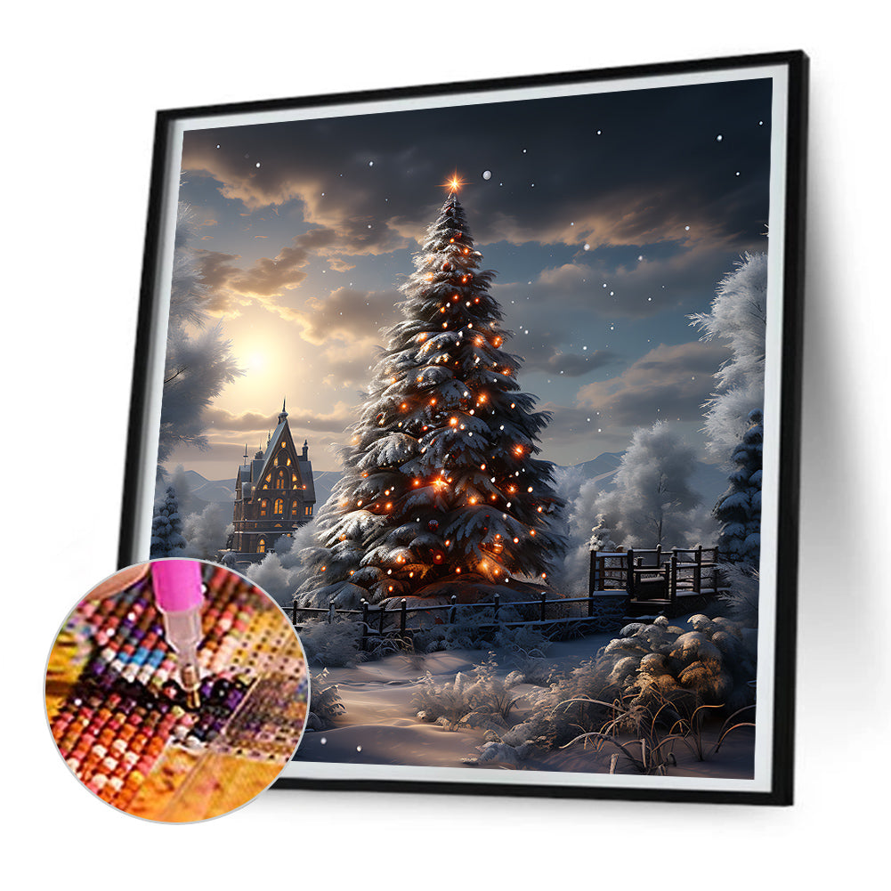 Christmas Tree In Winter Snow - Full Round Drill Diamond Painting 30*30CM