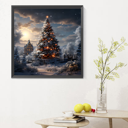 Christmas Tree In Winter Snow - Full Round Drill Diamond Painting 30*30CM