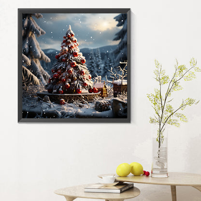 Christmas Tree In Winter Snow - Full Round Drill Diamond Painting 30*30CM