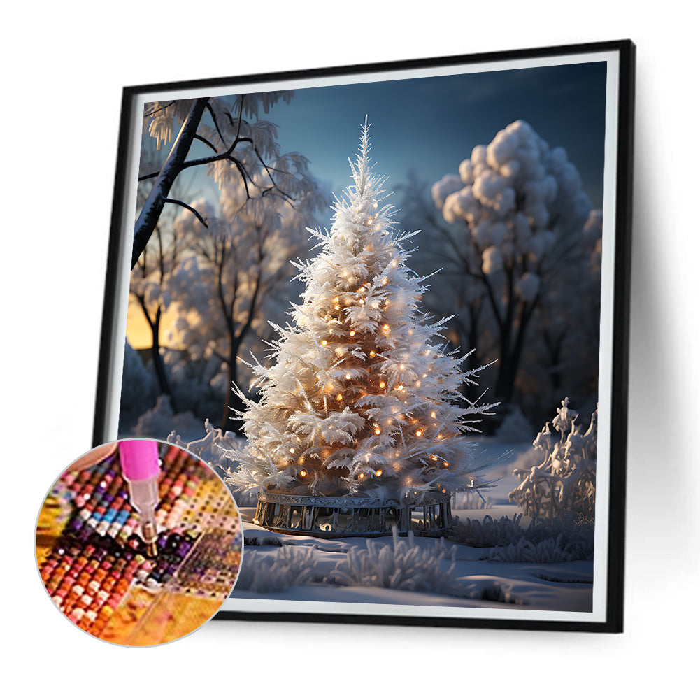 Christmas Tree In Winter Snow - Full Round Drill Diamond Painting 30*30CM