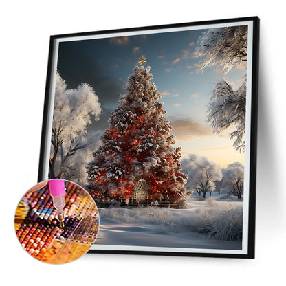 Christmas Tree In Winter Snow - Full Round Drill Diamond Painting 30*30CM