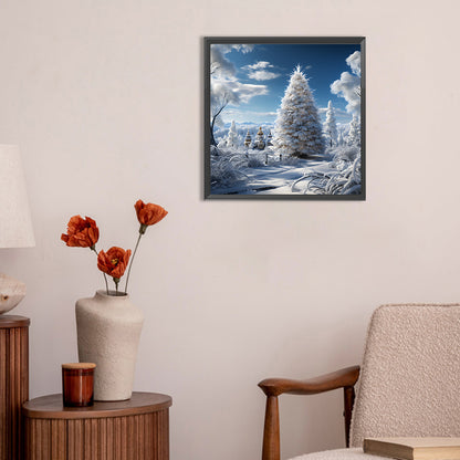 Christmas Tree In Winter Snow - Full Round Drill Diamond Painting 30*30CM