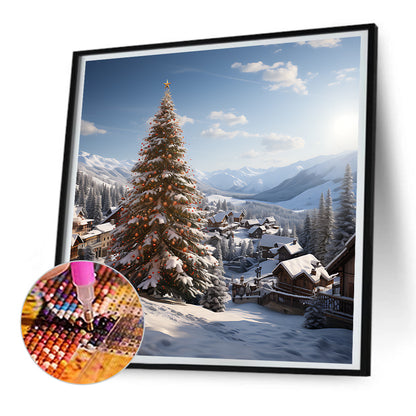 Christmas Tree In Winter Snow - Full Round Drill Diamond Painting 30*30CM