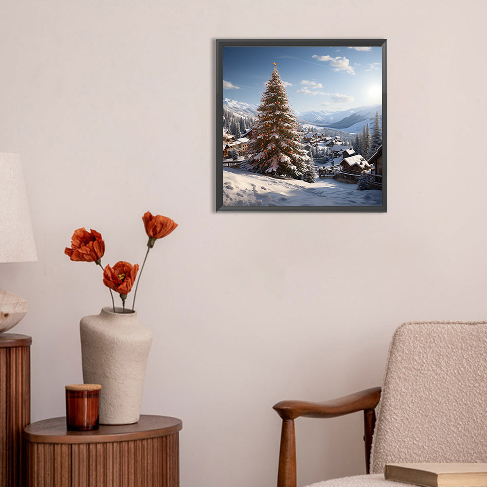 Christmas Tree In Winter Snow - Full Round Drill Diamond Painting 30*30CM