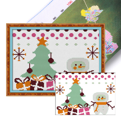 Christmas Snowman(4) - 14CT Stamped Cross Stitch 27*19CM