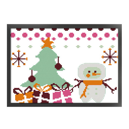 Christmas Snowman(4) - 14CT Stamped Cross Stitch 27*19CM