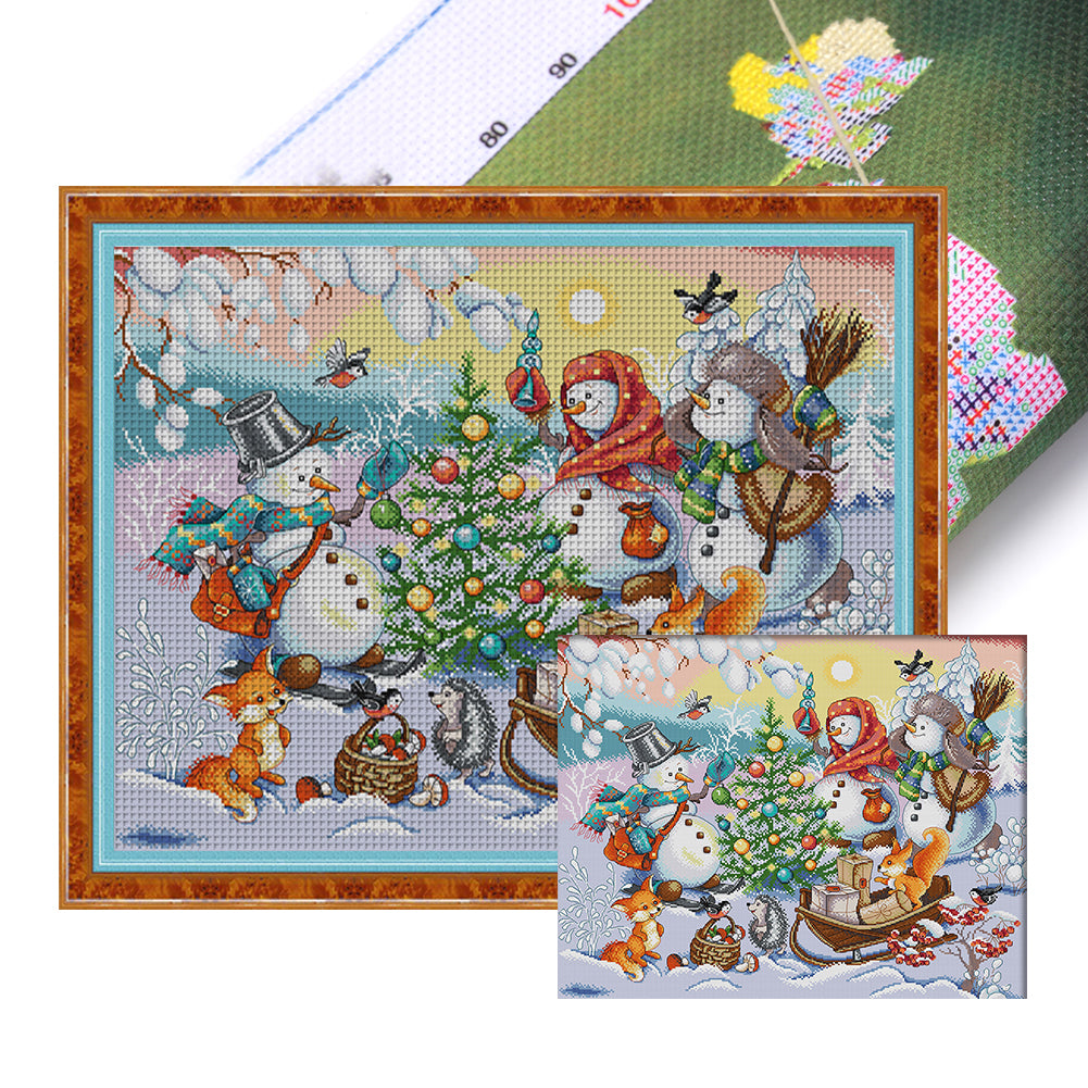 Christmas Gift Three - 14CT Stamped Cross Stitch 59*49CM