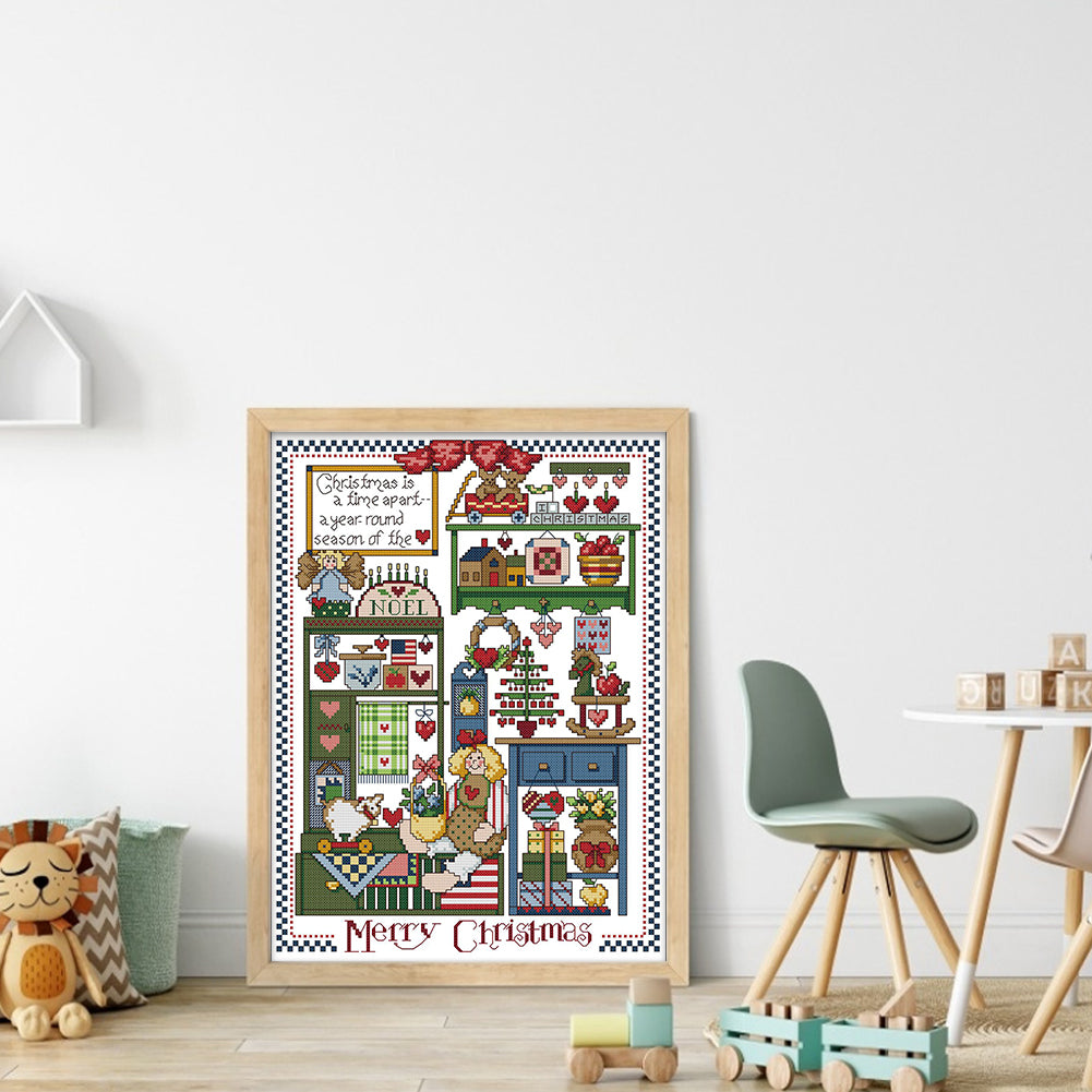 Christmas Present - 14CT Stamped Cross Stitch 33*42CM(Joy Sunday)