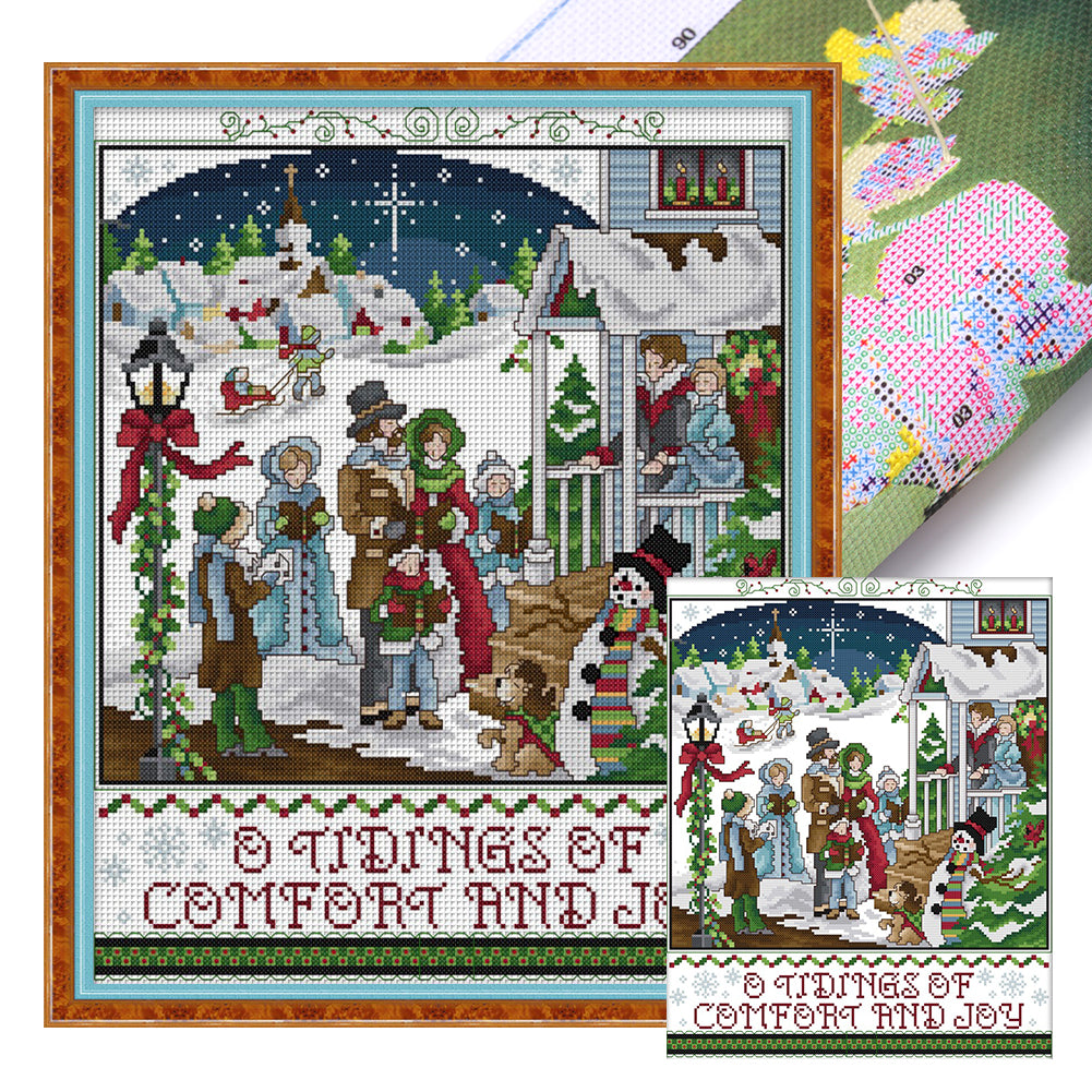 Christmas Carols - 14CT Stamped Cross Stitch 36*43CM(Joy Sunday)