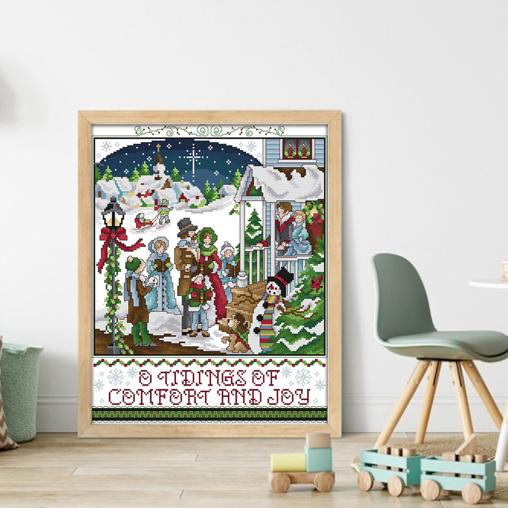 Christmas Carols - 14CT Stamped Cross Stitch 36*43CM(Joy Sunday)