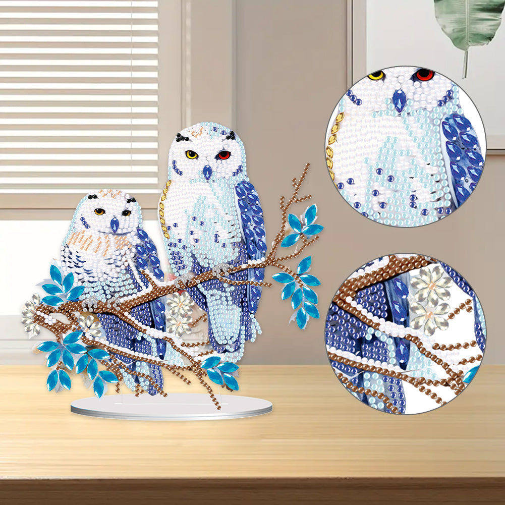 Acrylic Diamond Painting Desktop Decorations for Office Decor(Owl on the Branch)