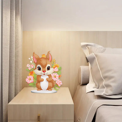 Acrylic Diamond Painting Desktop Decoration for Office Decor(Flower Squirrel #5)