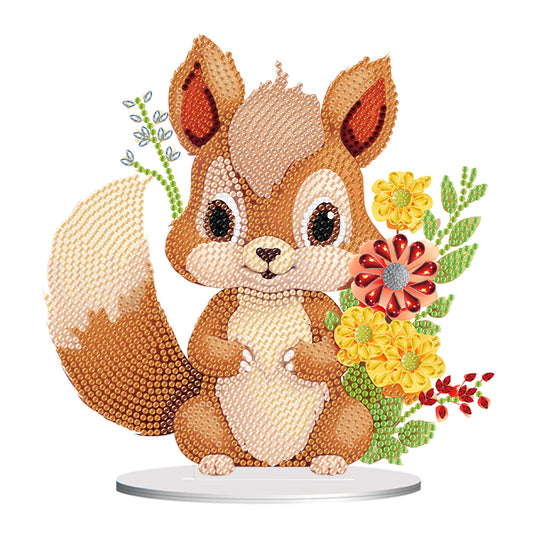 Acrylic Diamond Painting Desktop Decoration for Office Decor(Flower Squirrel #6)