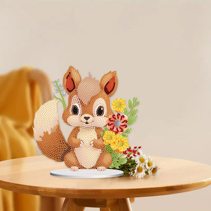 Acrylic Diamond Painting Desktop Decoration for Office Decor(Flower Squirrel #6)