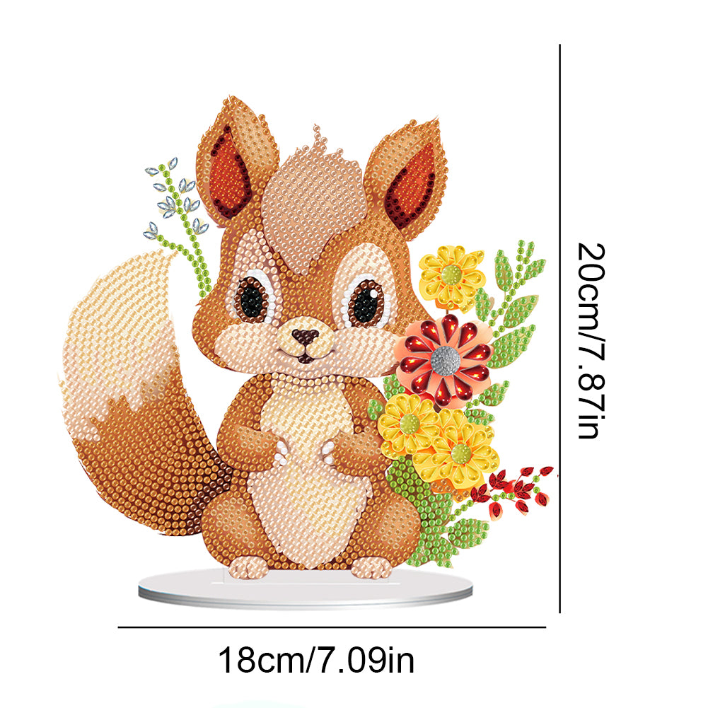 Acrylic Diamond Painting Desktop Decoration for Office Decor(Flower Squirrel #6)