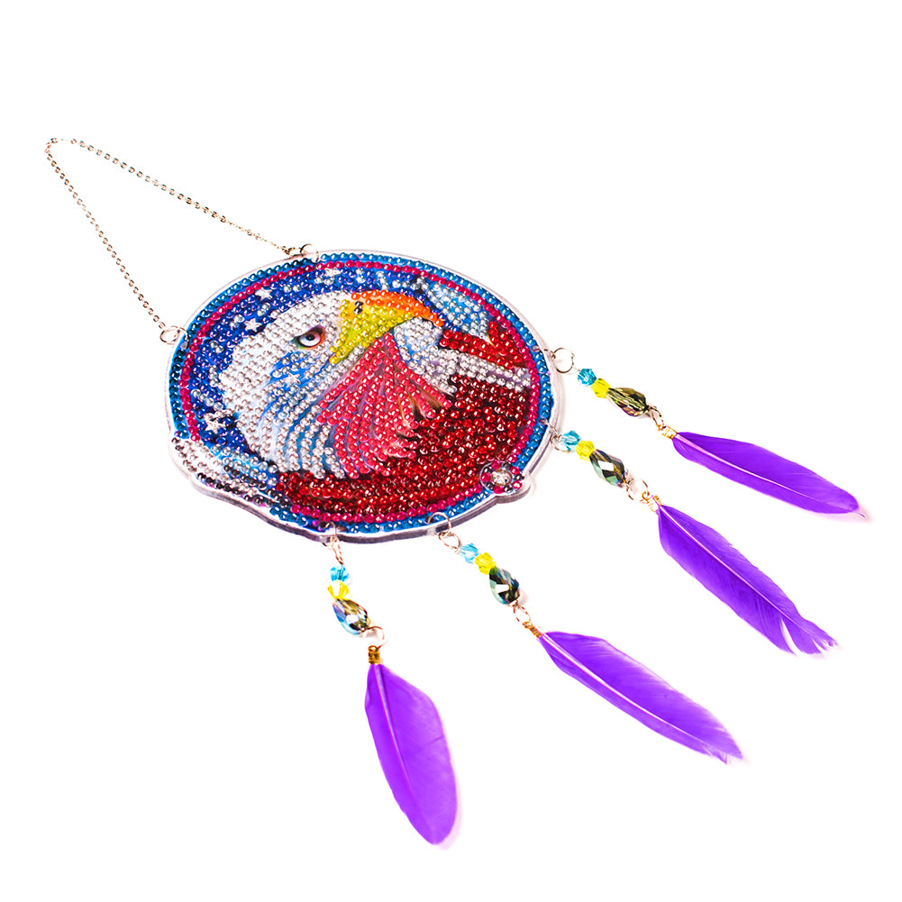 Feather Wind Chime Diamond Painting Hanging Pendant for Wall Decor (Eagle #1)