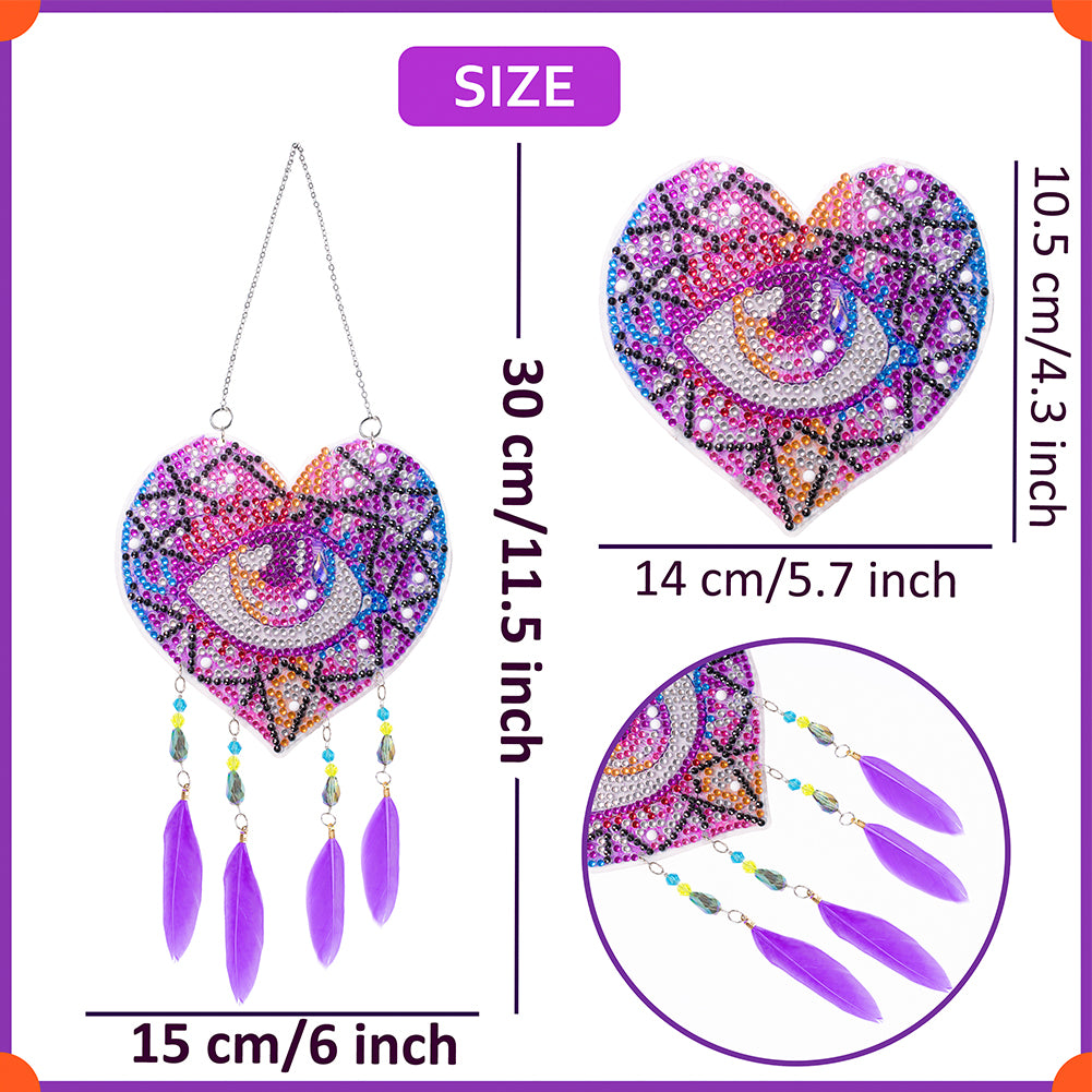 Feather Wind Chime Diamond Painting Hanging Pendant for Home Wall Decor (Eye)