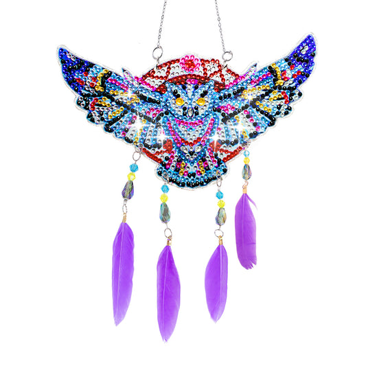 Feather Wind Chime Diamond Painting Hanging Pendant for Wall Decor (Eagle #5)