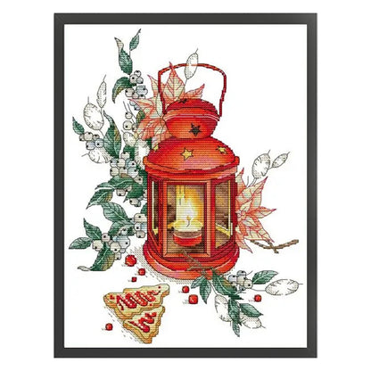 Red Lantern - 14CT Stamped Cross Stitch 27*34CM(Joy Sunday)