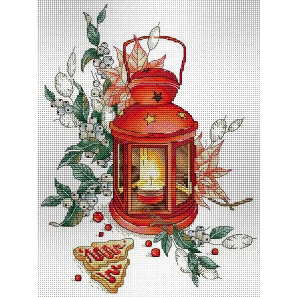 Red Lantern - 14CT Stamped Cross Stitch 27*34CM(Joy Sunday)