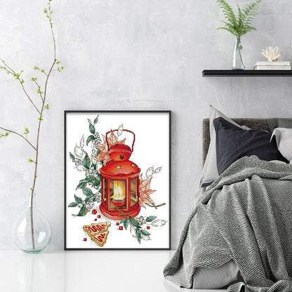 Red Lantern - 14CT Stamped Cross Stitch 27*34CM(Joy Sunday)