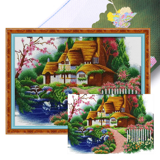 Dream House - 14CT Stamped Cross Stitch 63*47CM(Joy Sunday)