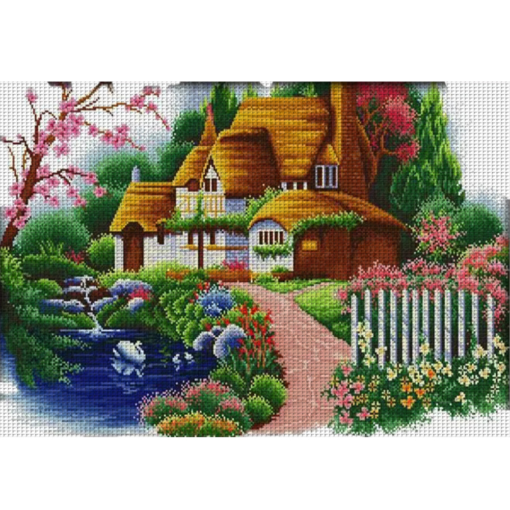 Dream House - 14CT Stamped Cross Stitch 63*47CM(Joy Sunday)